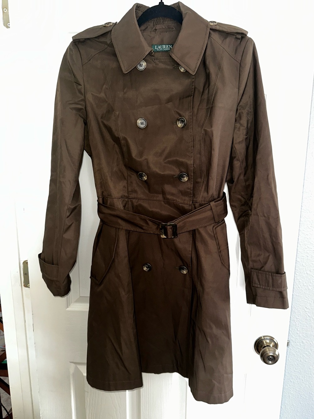 Ralph Lauren Brown Double-Breasted Trench Coat with Belt